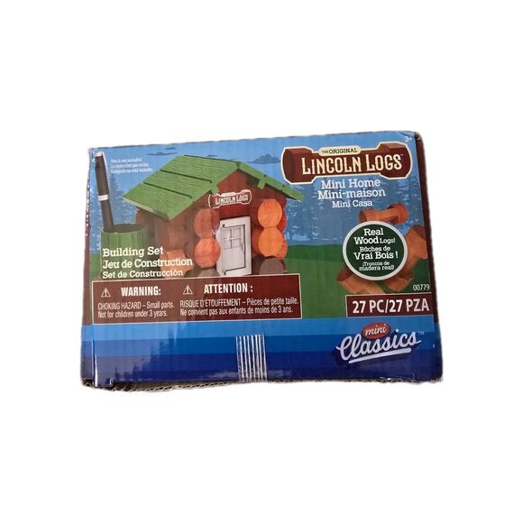 Original Lincoln Logs Mini Home 27 PC Building Set Mini Classics Real Wood Logs - Picture 1 of 6